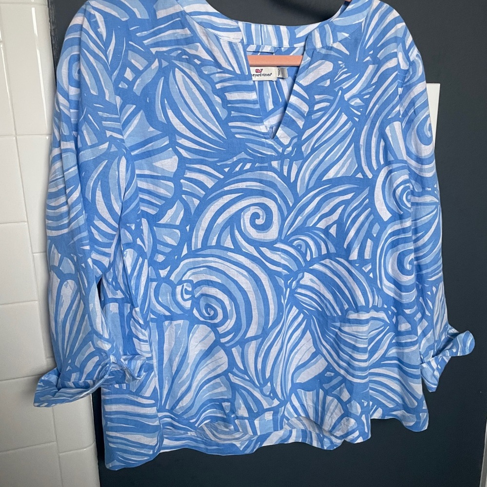Vineyard Vines Linen Blue Ocean Tunic Large